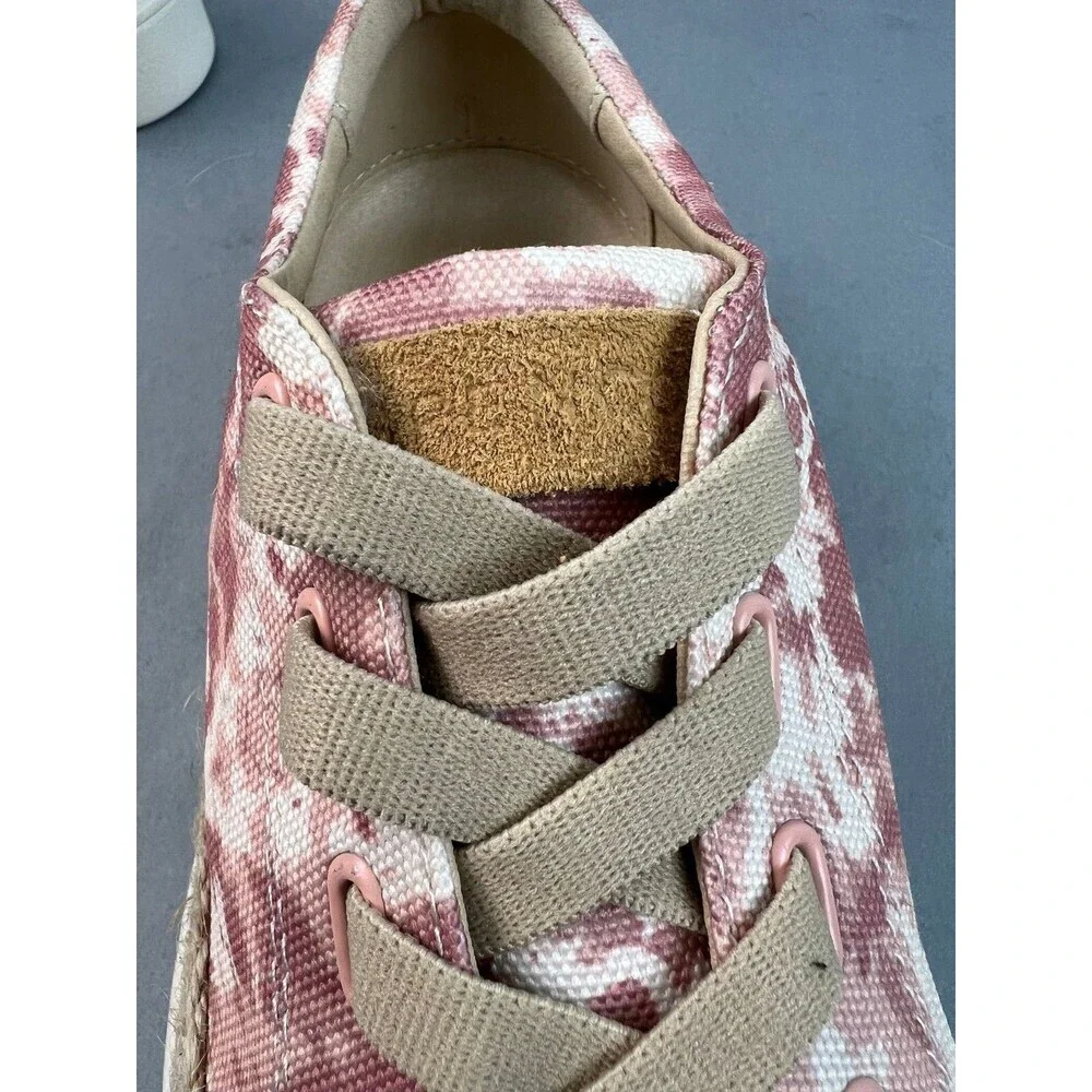 Spenco Malibu Womens 7D Pink Tan Tie Dye Espadrille Slip-On Sneakers Orthopedic